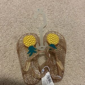 Old Navy Kids Glitter Pineapple Flip Flops - Gold and Yellow